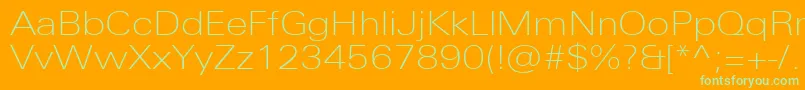 UniversNextProThinExtended Font – Green Fonts on Orange Background