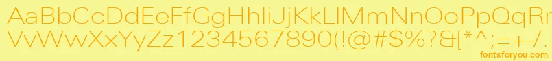 UniversNextProThinExtended Font – Orange Fonts on Yellow Background