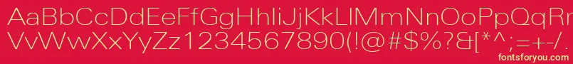 UniversNextProThinExtended Font – Yellow Fonts on Red Background