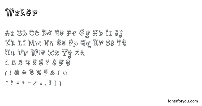 Czcionka Waker – alfabet, cyfry, specjalne znaki