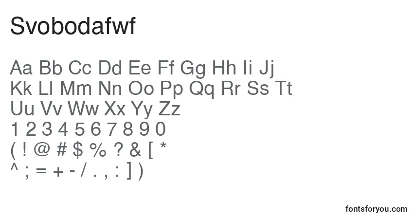 A fonte Svobodafwf – alfabeto, números, caracteres especiais