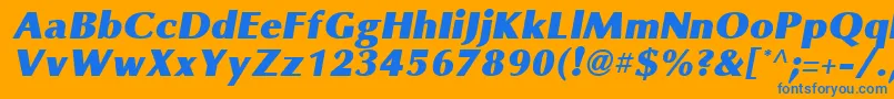 OmniBlackItalic Font – Blue Fonts on Orange Background