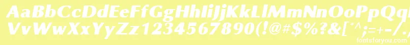 OmniBlackItalic-fontti – valkoiset fontit keltaisella taustalla