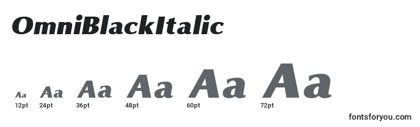 Размеры шрифта OmniBlackItalic