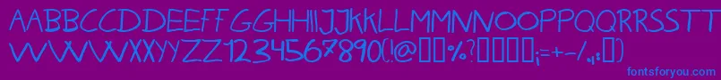 KarenHelenesHaandskrift Font – Blue Fonts on Purple Background