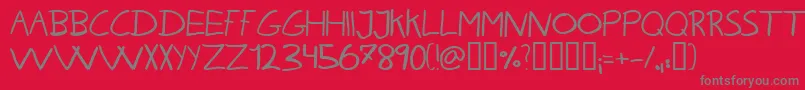 フォントKarenHelenesHaandskrift – 赤い背景に灰色の文字