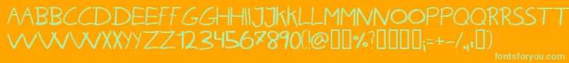 KarenHelenesHaandskrift Font – Green Fonts on Orange Background