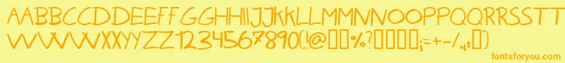 KarenHelenesHaandskrift Font – Orange Fonts on Yellow Background