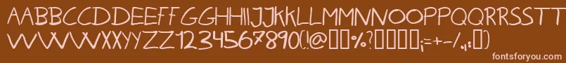 KarenHelenesHaandskrift-Schriftart – Rosa Schriften auf braunem Hintergrund