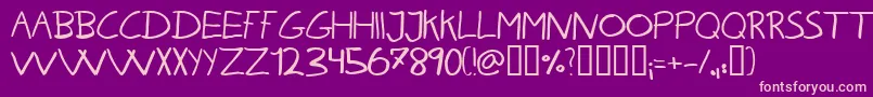 KarenHelenesHaandskrift Font – Pink Fonts on Purple Background