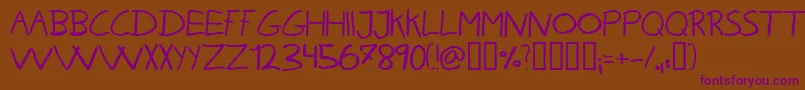 KarenHelenesHaandskrift Font – Purple Fonts on Brown Background