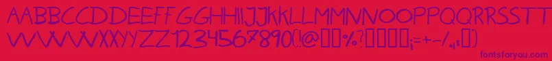 KarenHelenesHaandskrift Font – Purple Fonts on Red Background