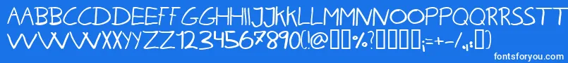 フォントKarenHelenesHaandskrift – 青い背景に白い文字