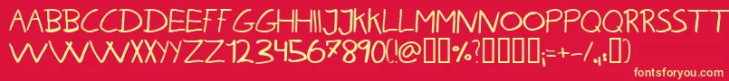 KarenHelenesHaandskrift Font – Yellow Fonts on Red Background