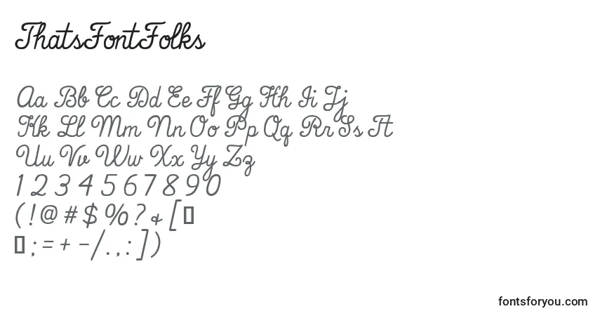 Czcionka ThatsFontFolks – alfabet, cyfry, specjalne znaki