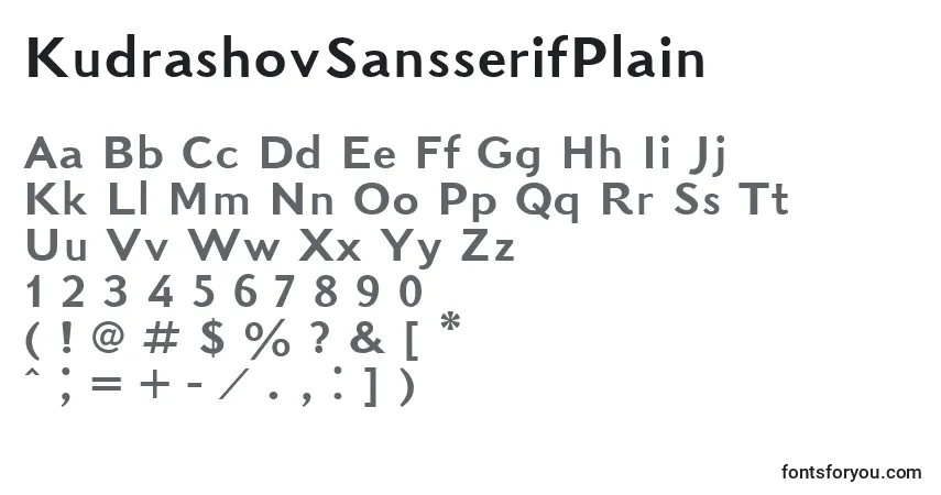 Police KudrashovSansserifPlain - Alphabet, Chiffres, Caractères Spéciaux