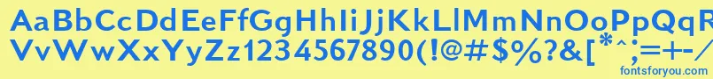 フォントKudrashovSansserifPlain – 青い文字が黄色の背景にあります。