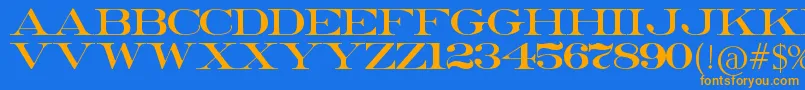 フォントErieRoman – オレンジ色の文字が青い背景にあります。