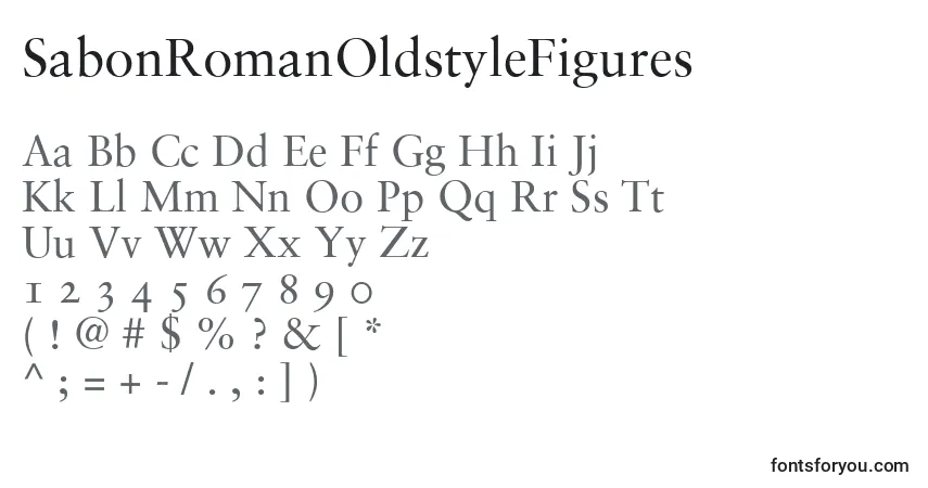 A fonte SabonRomanOldstyleFigures – alfabeto, números, caracteres especiais
