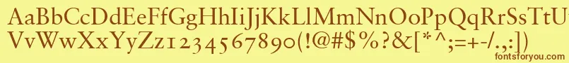 SabonRomanOldstyleFigures Font – Brown Fonts on Yellow Background