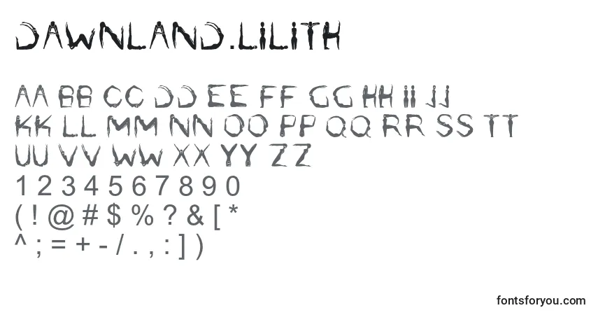 A fonte Dawnland.Lilith (103052) – alfabeto, números, caracteres especiais