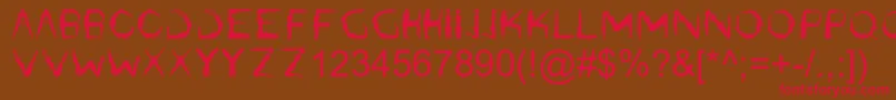 フォントDawnland.Lilith – 赤い文字が茶色の背景にあります。