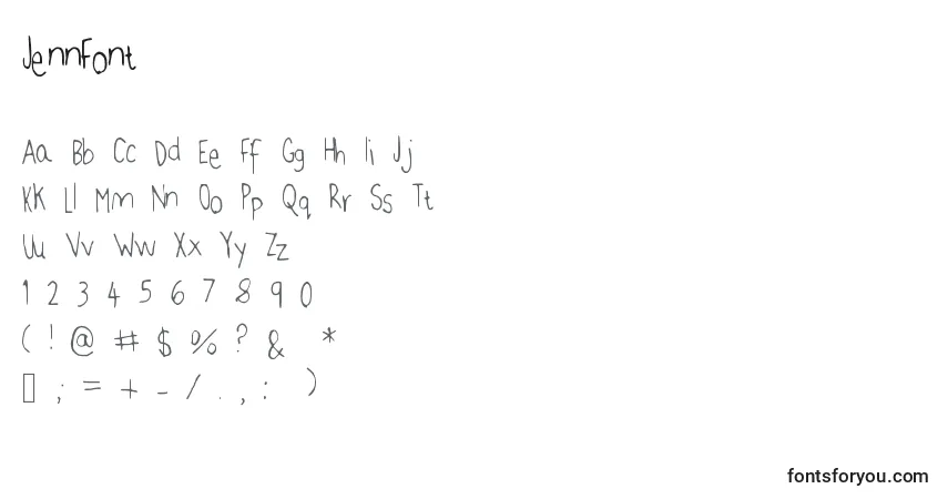 Schriftart JennFont – Alphabet, Zahlen, spezielle Symbole