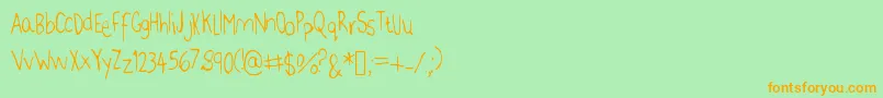 フォントJennFont – オレンジの文字が緑の背景にあります。
