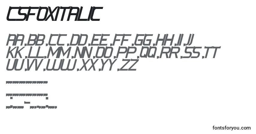 Fuente CsFoxItalic - alfabeto, números, caracteres especiales