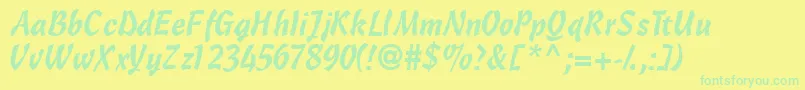Olescriptssk-Schriftart – Grüne Schriften auf gelbem Hintergrund