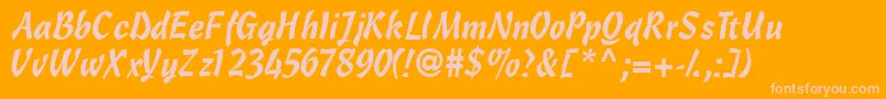 Olescriptssk-Schriftart – Rosa Schriften auf orangefarbenem Hintergrund