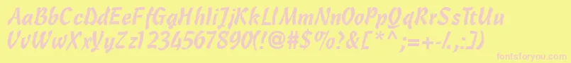 Olescriptssk Font – Pink Fonts on Yellow Background