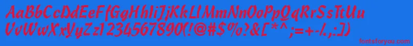 フォントOlescriptssk – 赤い文字の青い背景