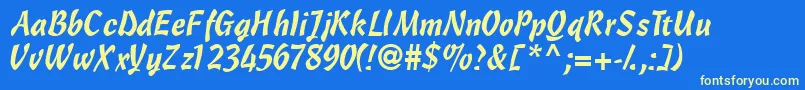 Olescriptssk Font – Yellow Fonts on Blue Background