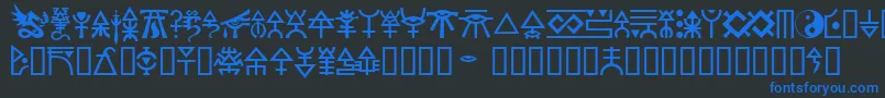 Eldar-Schriftart – Blaue Schriften auf schwarzem Hintergrund