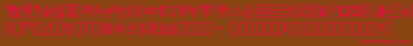 フォントEldar – 赤い文字が茶色の背景にあります。