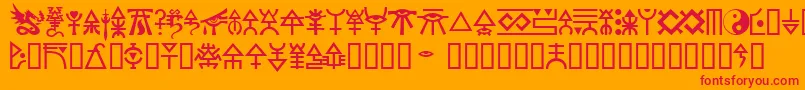 フォントEldar – オレンジの背景に赤い文字