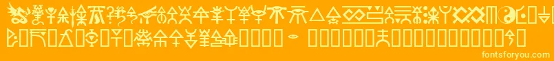 Eldar-Schriftart – Gelbe Schriften auf orangefarbenem Hintergrund