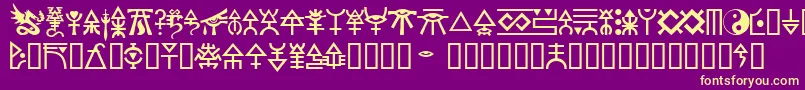 Eldar-Schriftart – Gelbe Schriften auf violettem Hintergrund