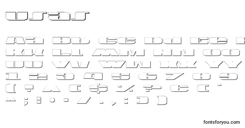Schriftart Usas – Alphabet, Zahlen, spezielle Symbole