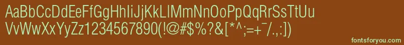 Czcionka Aglettericalightcondensedc – zielone czcionki na brązowym tle