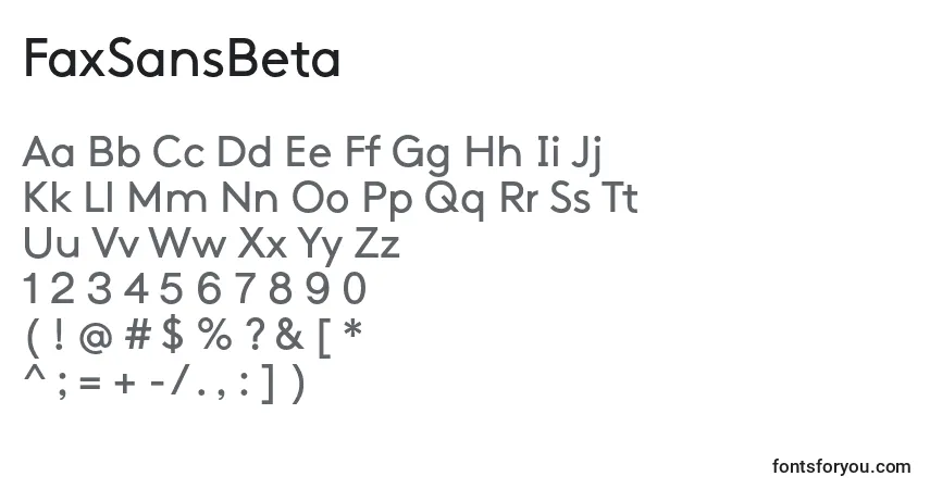 A fonte FaxSansBeta – alfabeto, números, caracteres especiais