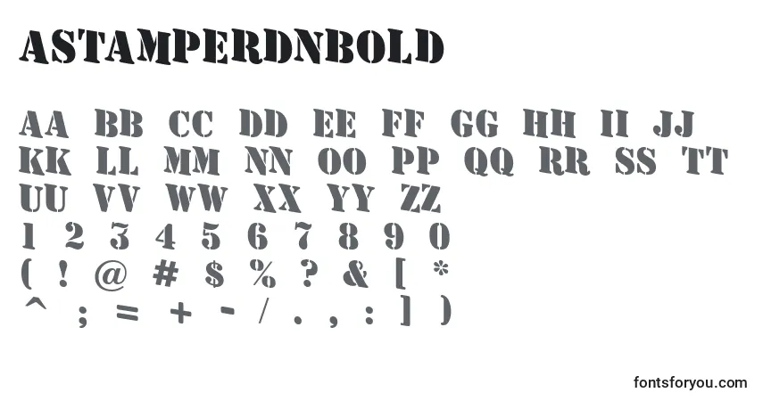 Czcionka AStamperdnBold – alfabet, cyfry, specjalne znaki