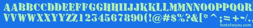 AStamperdnBold Font – Green Fonts on Blue Background