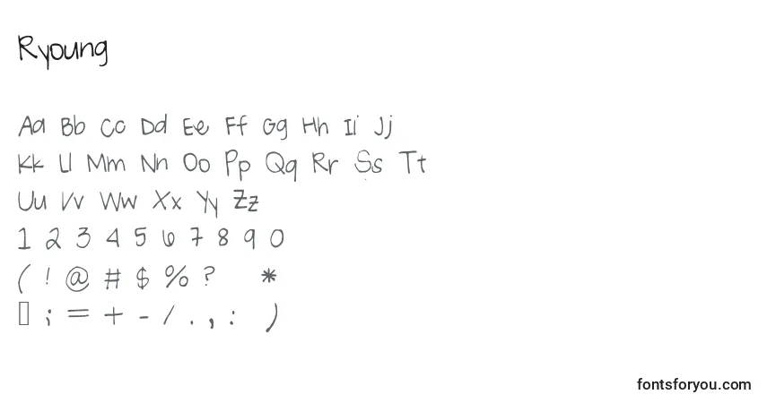 Czcionka Ryoung – alfabet, cyfry, specjalne znaki