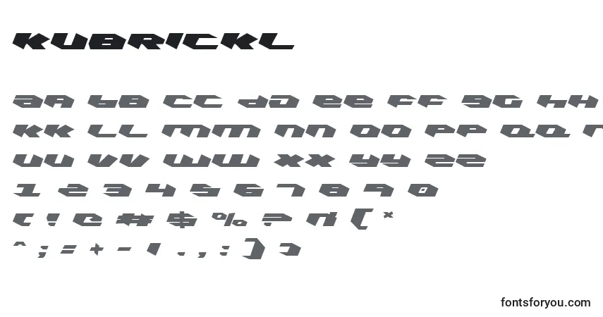 A fonte Kubrickl – alfabeto, números, caracteres especiais