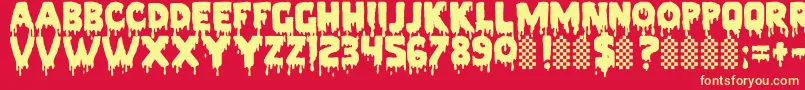 PiecesNfi Font – Yellow Fonts on Red Background