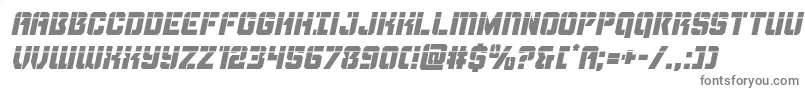 Thundertrooperlaserital-fontti – harmaat kirjasimet valkoisella taustalla