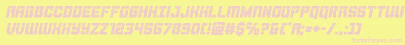 Thundertrooperlaserital-Schriftart – Rosa Schriften auf gelbem Hintergrund