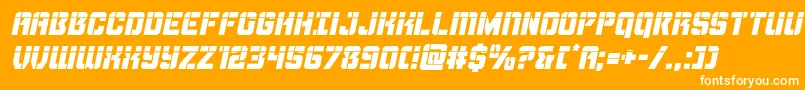 Thundertrooperlaserital-Schriftart – Weiße Schriften auf orangefarbenem Hintergrund